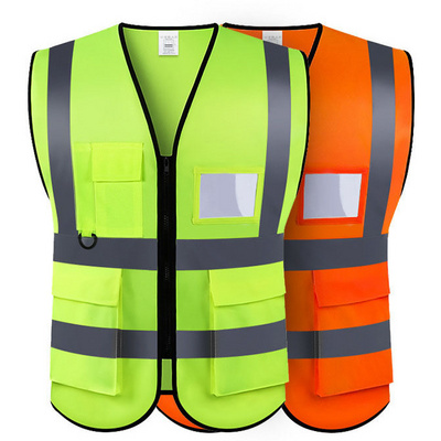 High Visibility Security Reflective Clothing for running Polyester hi viz Work Road Construction Safety Vest with logo