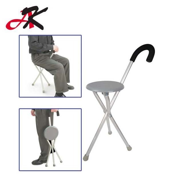 Folding adjustable Elderly crutch chair With stool Walker Sticks Old man cane