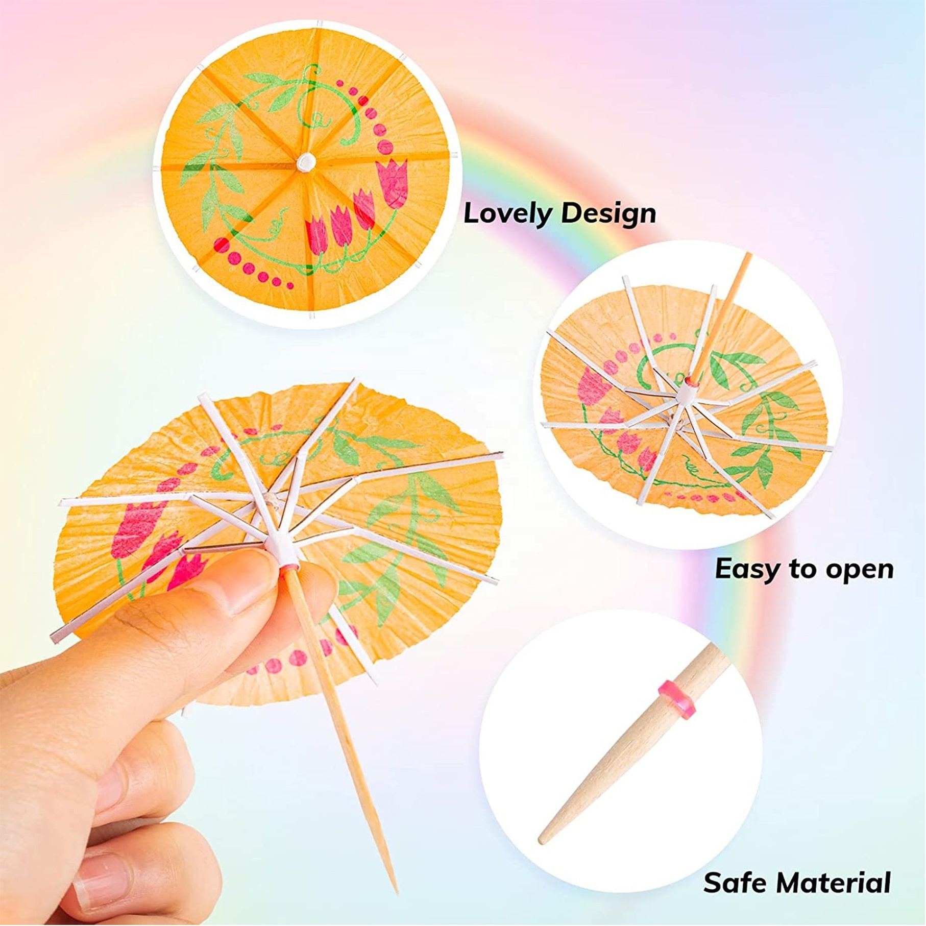 80 Pcs Cocktail Parasol Umbrella Picks, Green Tropical Coconut Palm Tree Paper Umbrellas Picks Cocktail straws with umbrella