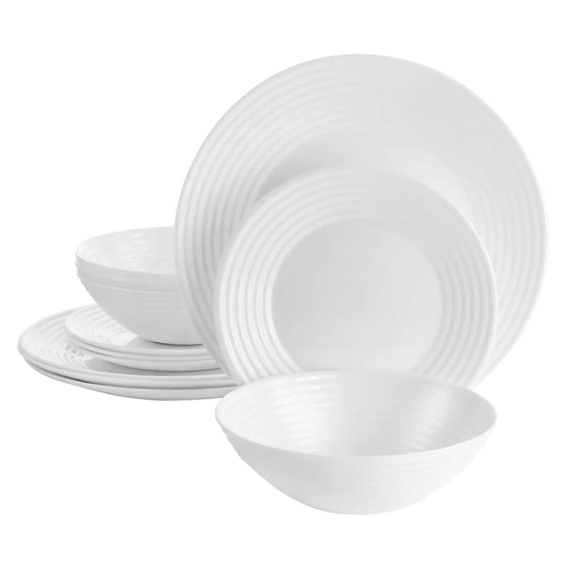 Plates and Bowls Set for 6, Opal Glass Dinnerware Set Chip Resistant, 18-Piece White Square Dinner Set with Plates