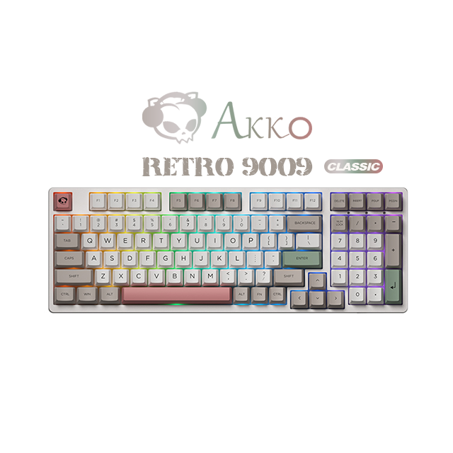 Akko OEM CS switches 9009 Retro Keyboards  PBT Profile Keycaps diy kit wireless Vintage Hotswap Keyboard