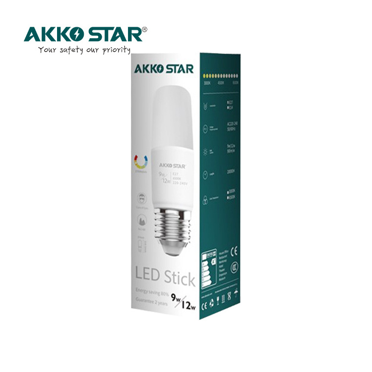 AKKO STAR Wholesale 4W 7W 9W 12W 6500K 3000K LED Stick Bulb T Shape Lighting and Circuitry Design Use Led Bulb Lamp