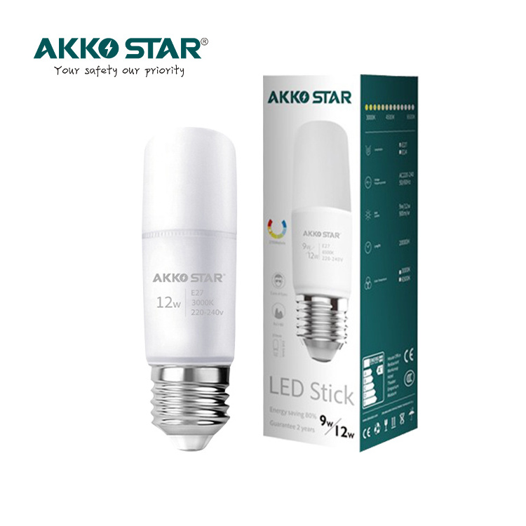 AKKO STAR Wholesale 4W 7W 9W 12W 6500K 3000K LED Stick Bulb T Shape Lighting and Circuitry Design Use Led Bulb Lamp