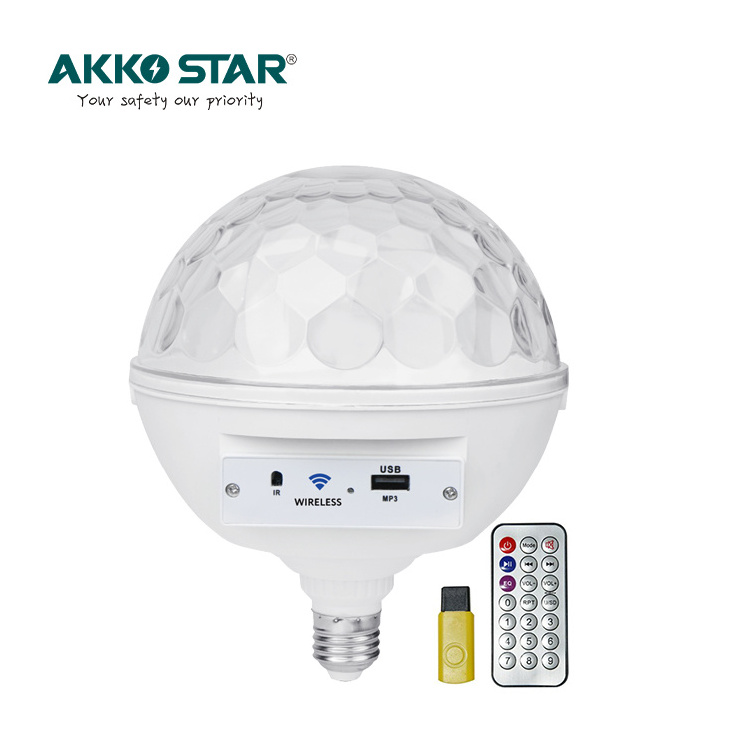 AKKO STAR Audio 32 Magnetic Double Iron Horn White E27 3W AC110V~220V 6 Colors Ktv Wireless Ball Bulb