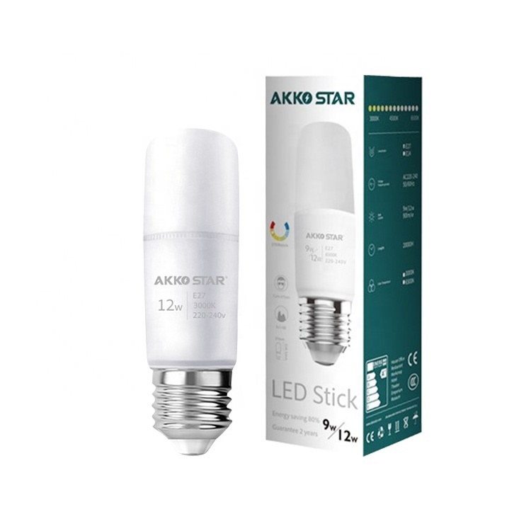 AKKO STAR Wholesale 4W 7W 9W 12W 6500K 3000K LED Stick Bulb T Shape Lighting and Circuitry Design Use Led Bulb Lamp