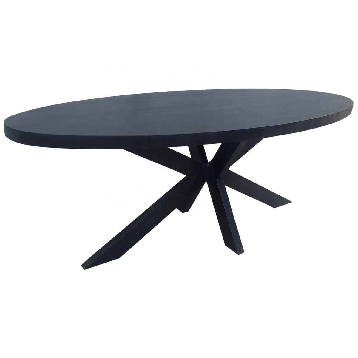 loft industrial oval mango wood black dining table industrial style black solid wood dining table