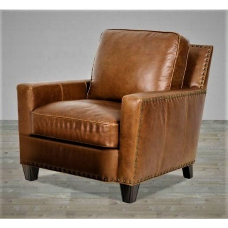 LEATHER SOFA CLUB  , INDIAN LEATHER SINGLE SEAT SOFA, LIVING ROOM FURNITURE SET