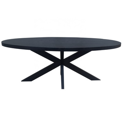 loft industrial oval mango wood black dining table industrial style black solid wood dining table