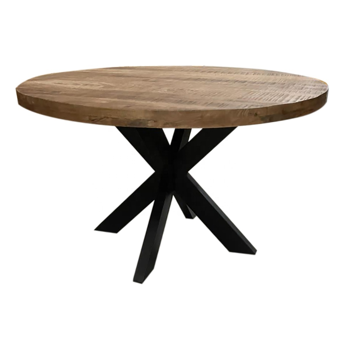 matte finished solid mango wood Round dining table vintage industrial style 2022 mango wood dining table