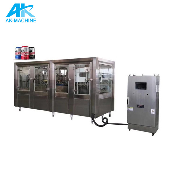 Full automatic aluminum tin can filling beverage making canning sealing beer small carbonated drink filling machine