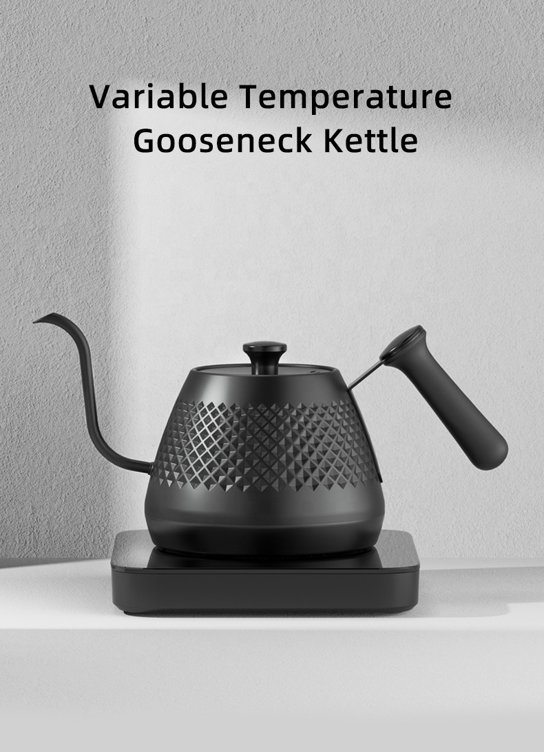 600ml Japanese Stainless Steel Coffee Kettle Electric Variable Temperature Setting Gooseneck Kettle for Pour Over Coffee