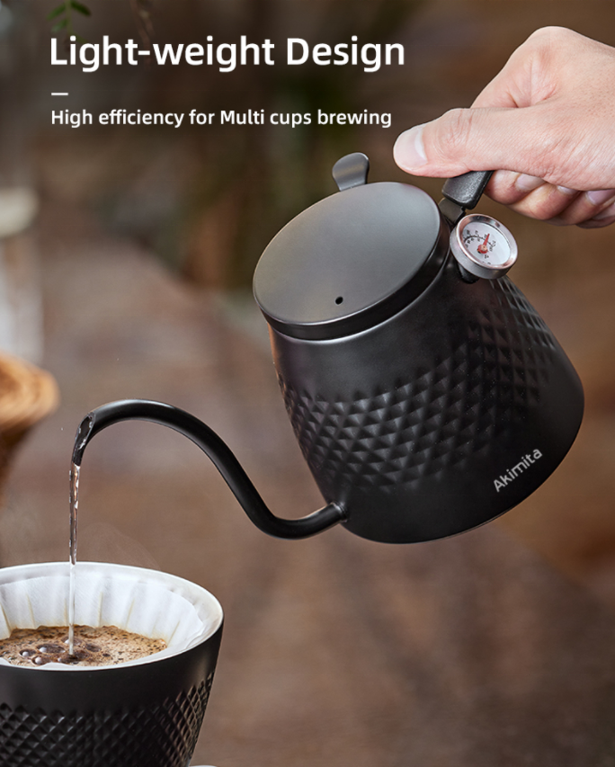 Akimita pour over kettle with thermometer stainless steel drip pot pour over coffee kettle with long spout