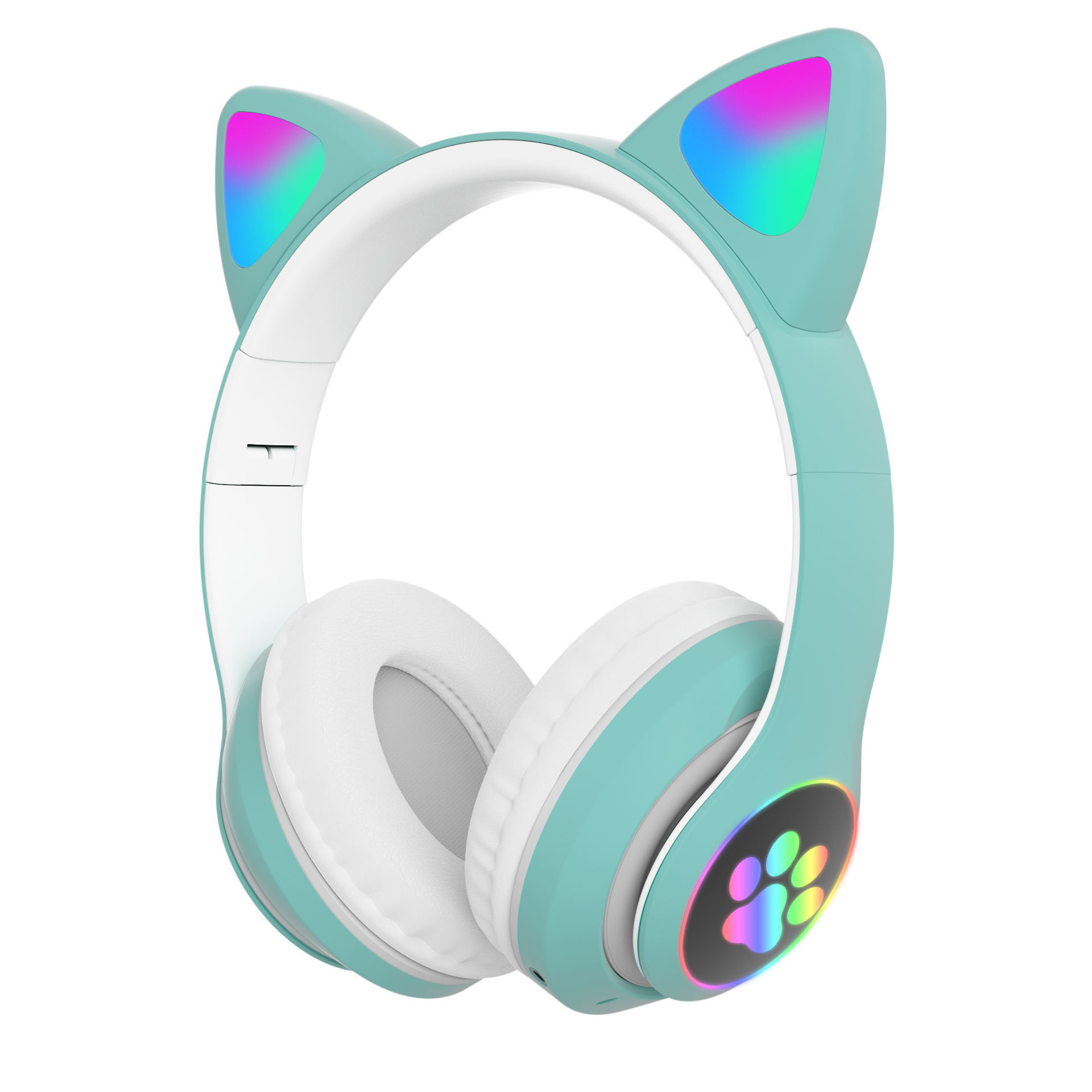 Cute Stereo Bass Wireless Music Voice Headset Led Cat Ears For Mobile Phones Earphone Headphones