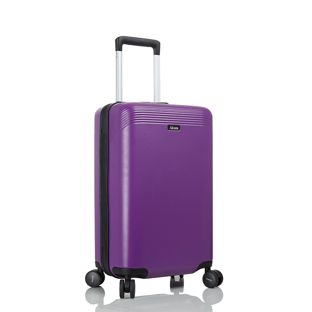 Smart Purple Carry-on Cabin Luggage USB Changing Port Travel Suitcase Fingerprint Lock Zipper Trolley Bag