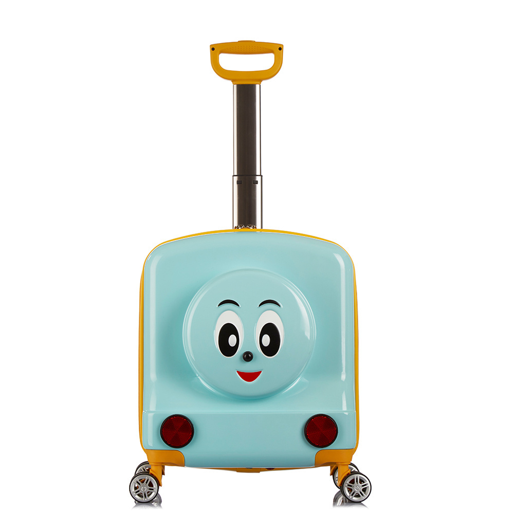 Blue Cute Kids Luggage Spinner Luggage Bag Single Pull Bar Trolley Suitcase Travel Luggage with Speaker Function