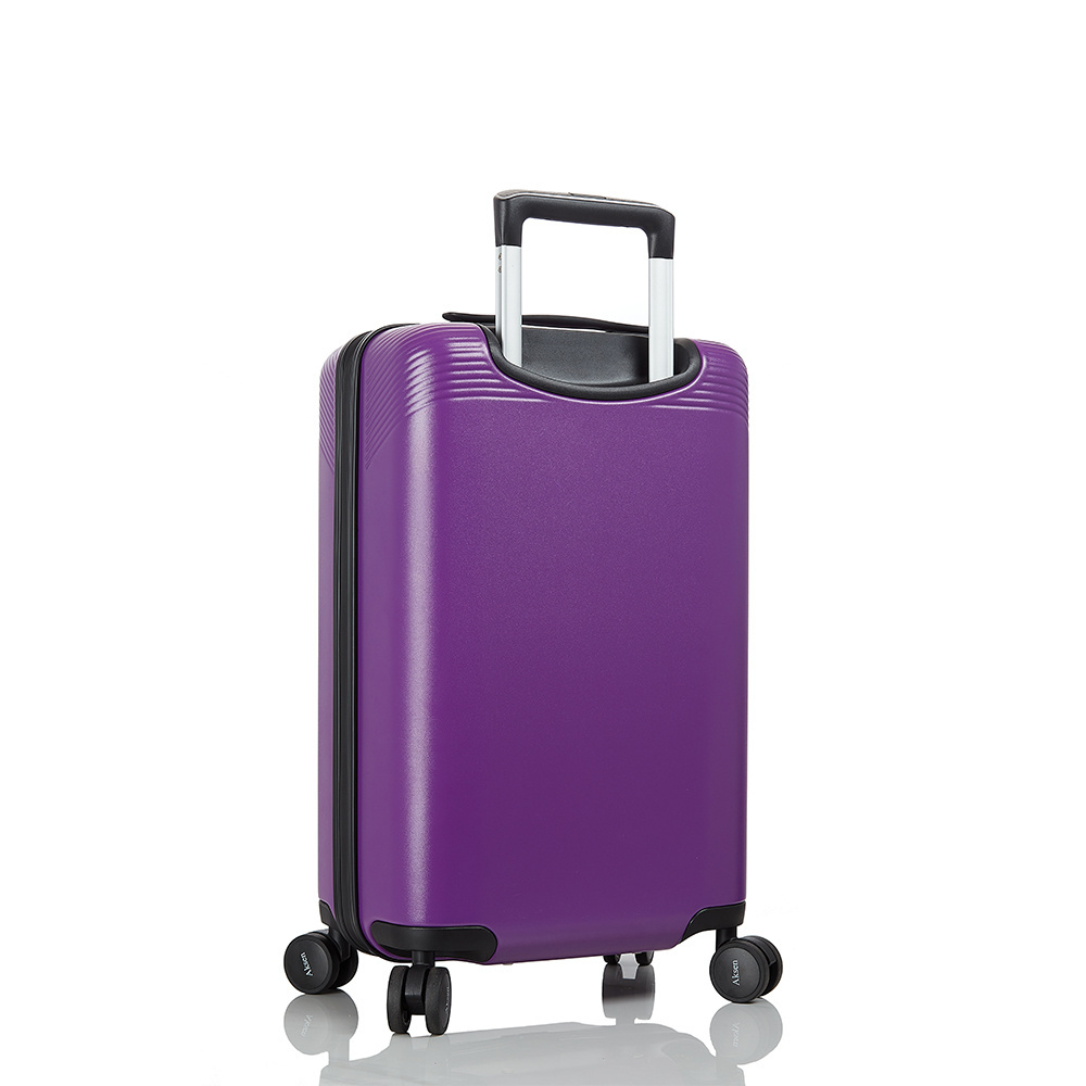 Smart Purple Carry-on Cabin Luggage USB Changing Port Travel Suitcase Fingerprint Lock Zipper Trolley Bag