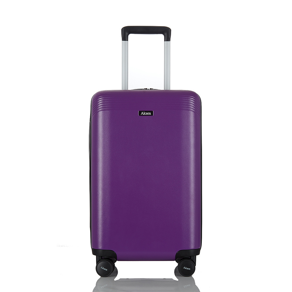 Smart Purple Carry-on Cabin Luggage USB Changing Port Travel Suitcase Fingerprint Lock Zipper Trolley Bag