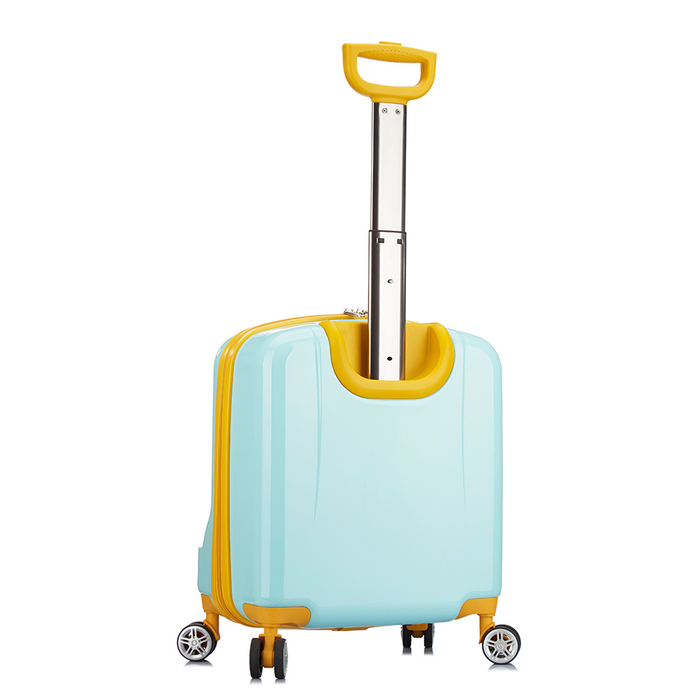 Blue Cute Kids Luggage Spinner Luggage Bag Single Pull Bar Trolley Suitcase Travel Luggage with Speaker Function