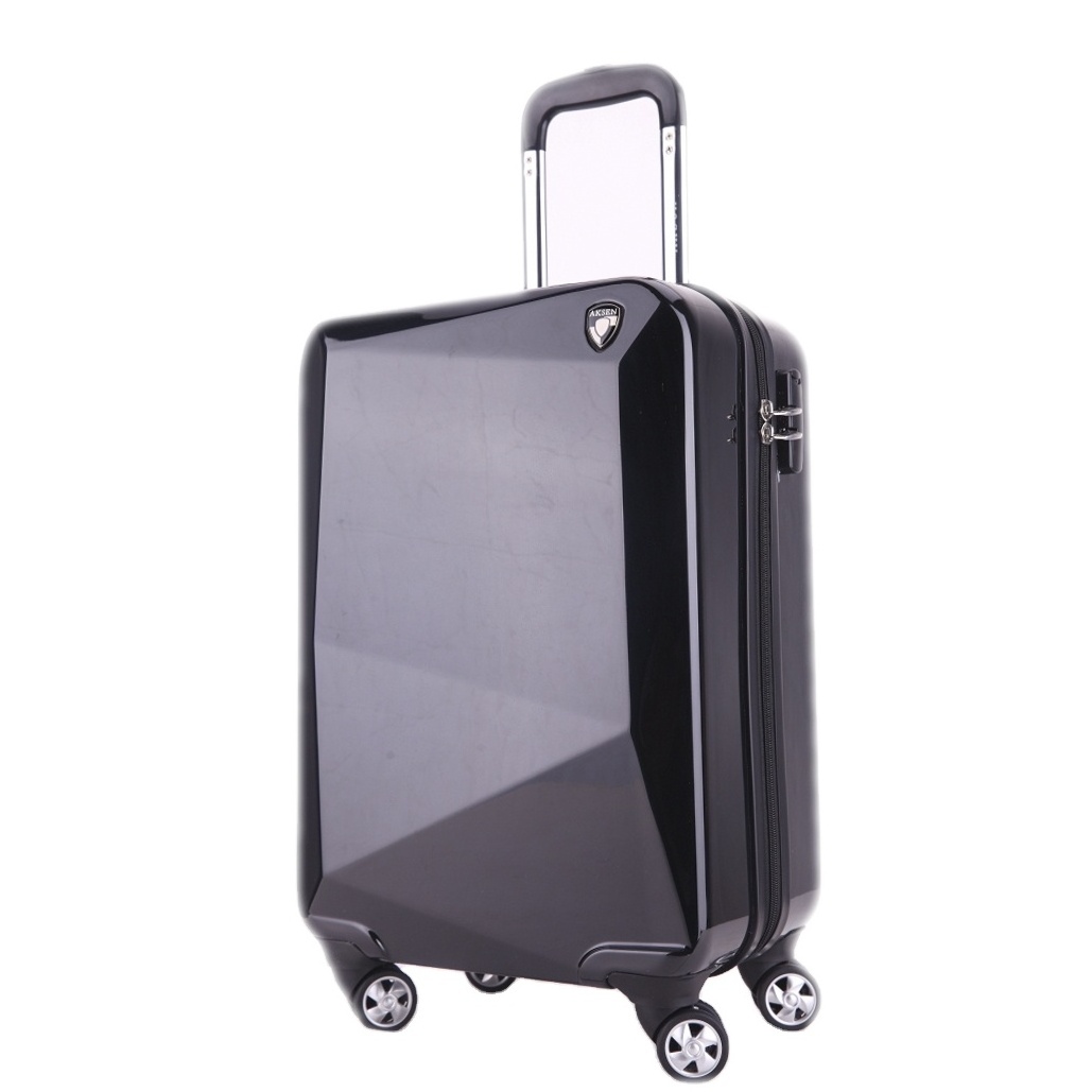 wholesale zipper Irregular hard PC TSA Lock rolling 4 wheels black travelling business suitcases luggage