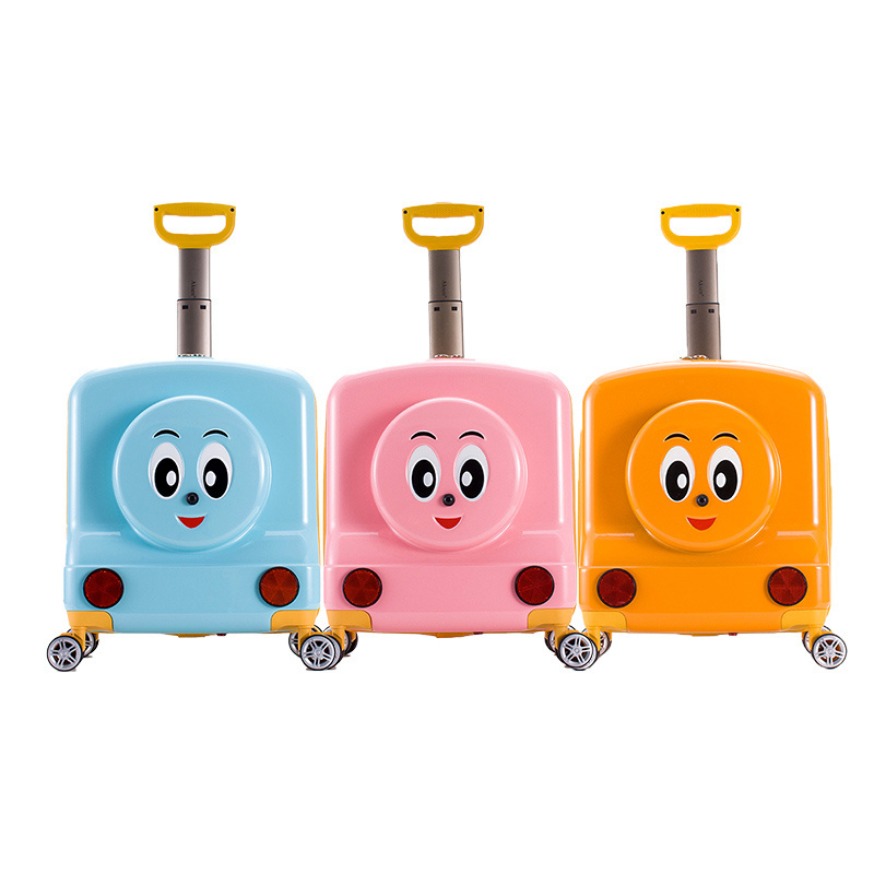 Blue Cute Kids Luggage Spinner Luggage Bag Single Pull Bar Trolley Suitcase Travel Luggage with Speaker Function