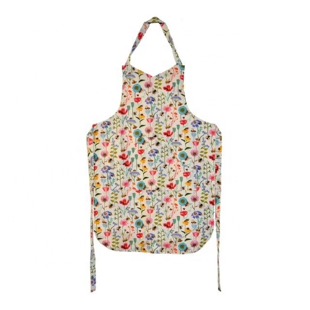 Customizable Multi Color 55x68cm Kawaii Printed Kitchen Women Cotton Pinafore Home Cooking Baking Waist Bib Sleeveless Aprons