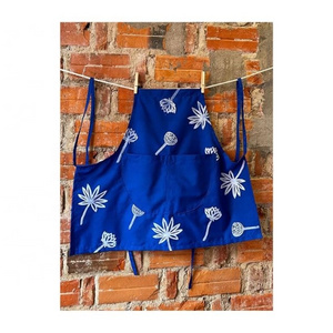 Blue Tridax Digital Printed Stylish Branded Apron For Children Cooking Bib Household Cleaning Embroidered Pinafore Bibs On Sale