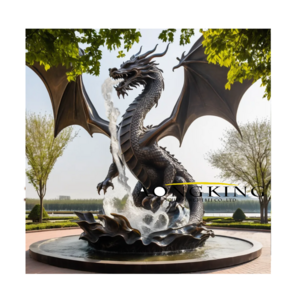 Chinese Bronze Dragon Garden Fountain Sculpture