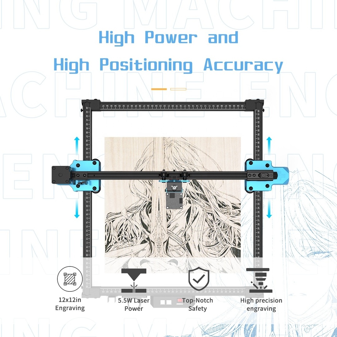 Twotrees TTS55 40w outline single color Mini laser Engraver machine Wood Router/Cutter/Gantry 3d laser Printer engraving machine