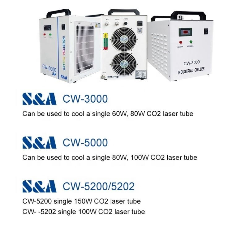 Industrial Cooling System Cooler S&A CW3000 CW5000 CW5200 CW6000 Water Chiller For 60w-150w Co2 Laser Engraving Cutting Machine