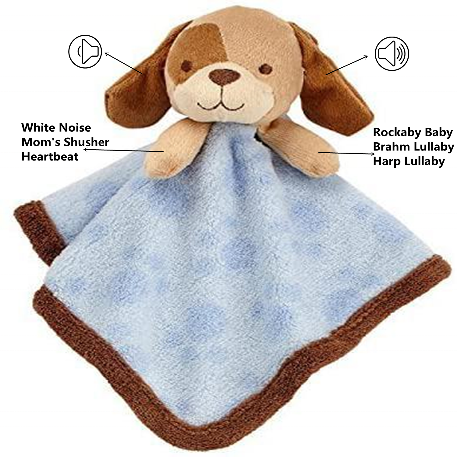 Baby Boys Plush Puppy Dog Security Blanket sleep soother with heartbeat sound music box inside