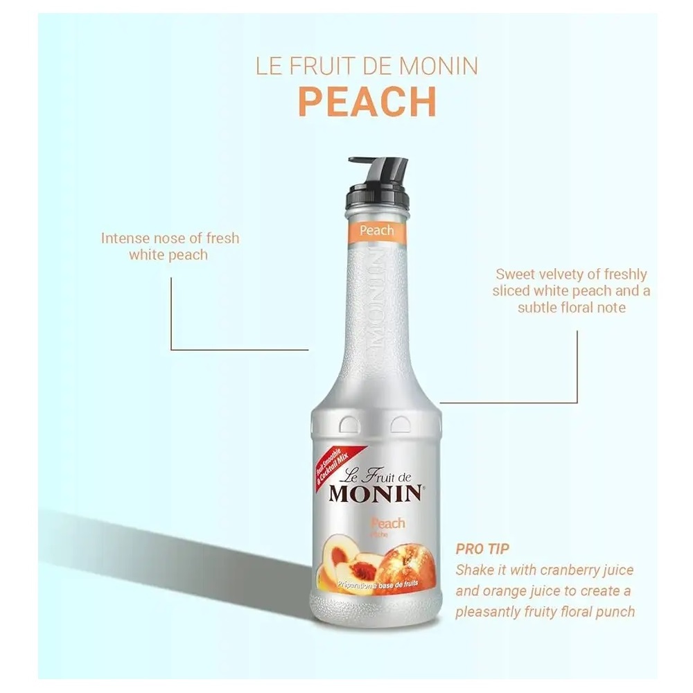 Soft Fresh Cheap Price Flavor Beverage Cocktails Free Malaysia New 1L Volume Gluten Allergen Puree Monin Peach Fruit Mix 1l sg