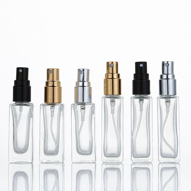 Cosmetic Packaging 10ml 30ml 50ml 100ml Empty Clear Square Glass Perfume Bottle With Spray pump cap