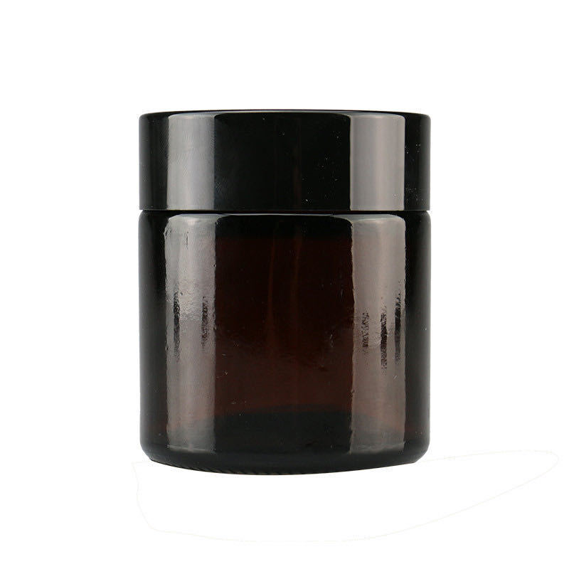 Premium Luxury Round Cosmetic Container Refillable Empty Mini Eye Cream Face Cream 5g 10ml Amber Glass Jar With Black Lids