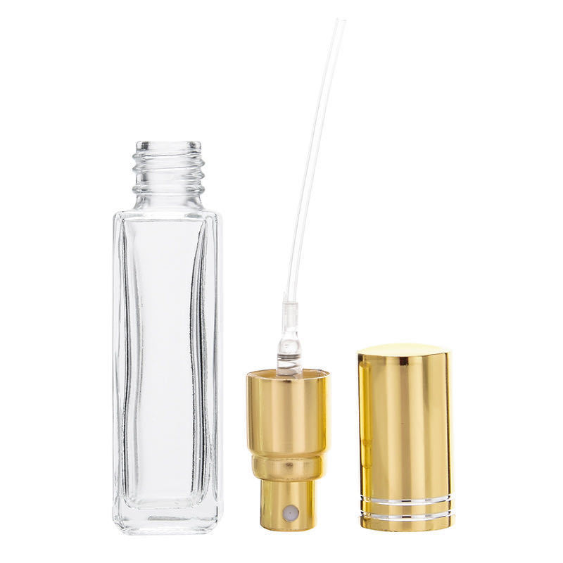 Cosmetic Packaging 10ml 30ml 50ml 100ml Empty Clear Square Glass Perfume Bottle With Spray pump cap