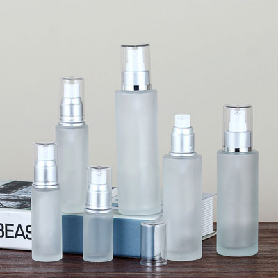 Cosmetic packaging clear frosted lotion container 20ml 30ml 40ml 50ml 60ml 80ml 100ml 120ml glass spray lotion bottle