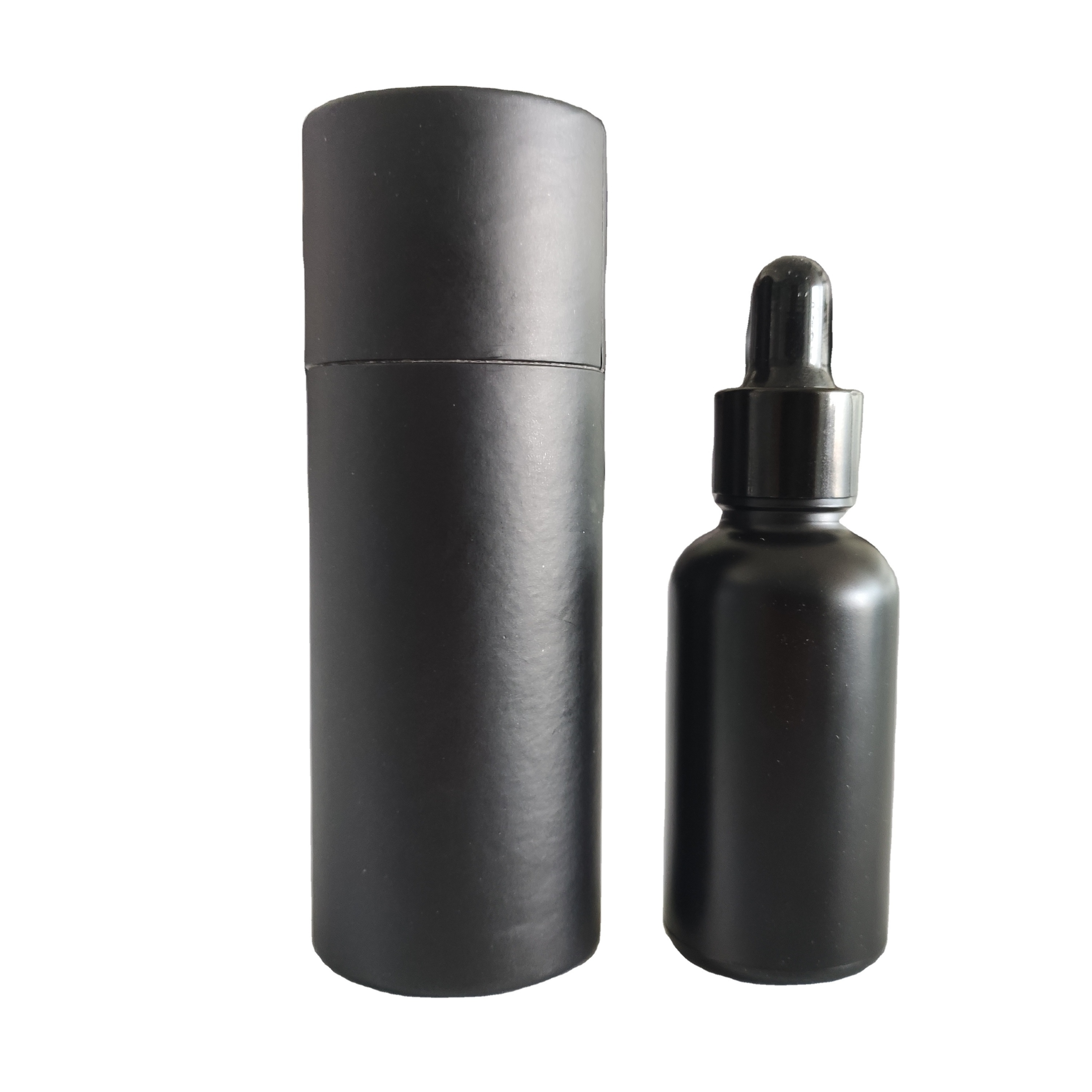 Hot sale 5ml 10ml 15ml 30ml 50ml 100ml Empty Liquid Serum Bottles Matte Black Essential Oil Glass Dropper Bottle