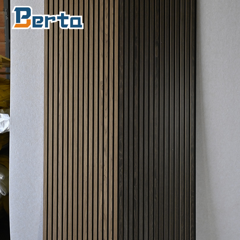 Apartment Interor Wall And Ceiling soundproof Pet And Wood Veneer mdf wood slatted wall Acoustic Panel