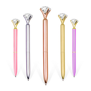 twist luxury big crystal diamond golden metal cute crystal transparent custom logo printed ballpoint pen with custom logo