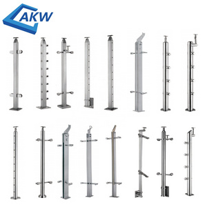 AKW New Design Stainless Steel Glass Balustrade Stand Mounted Balcony Design Stainless Steel Railing