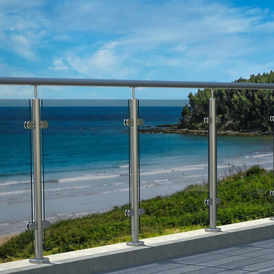 AKW New Design Stainless Steel Glass Balustrade Stand Mounted Balcony Design Stainless Steel Railing