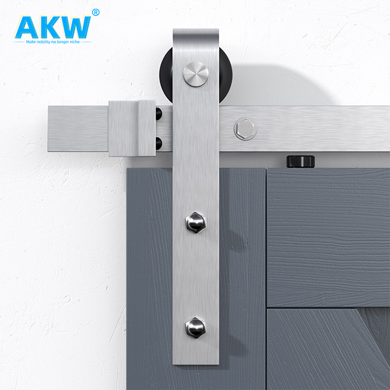 high quality Barn Door Lock Hardware Bypass single rail Sliding Barn Door Glass And Wooden Door Stainless Steel Hardware Kit