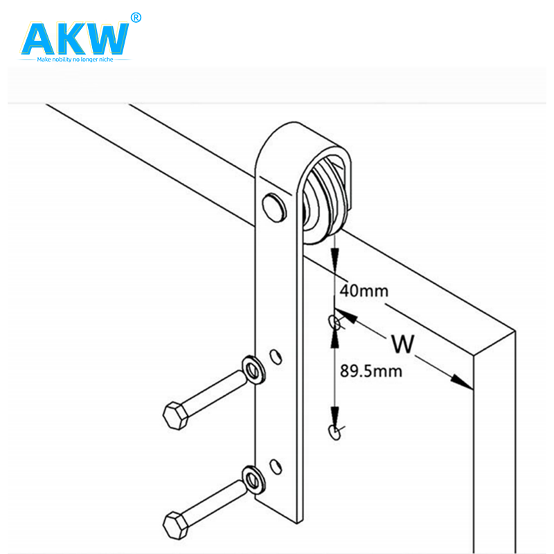 akw Double Door Hardware Kit use For 2 Doors J Shape Bi-Folding Sliding Barn shower Door Hardware Kit