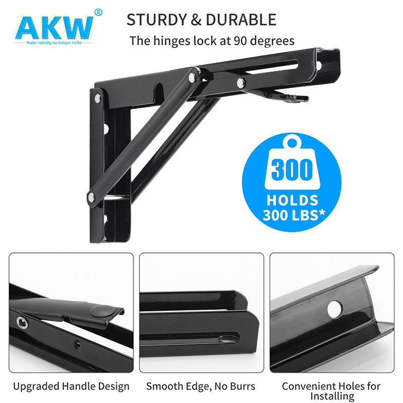 China Factory Wholesale Heavy Duty Wall Mounted Foldable Polished Metal Foldable L Type Shelf Brackets