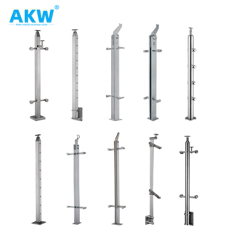 akw American design stair railing balustrade system balcony glass cable railing post