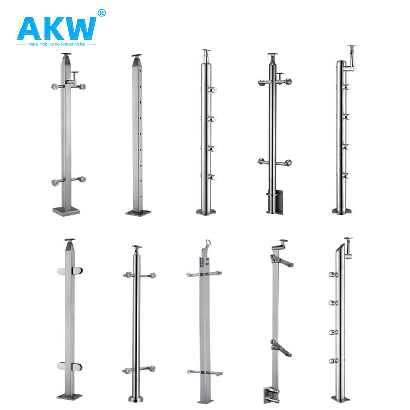 akw American design stair railing balustrade system balcony glass cable railing post