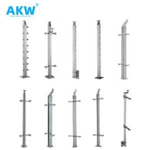 akw American design stair railing balustrade system balcony glass cable railing post