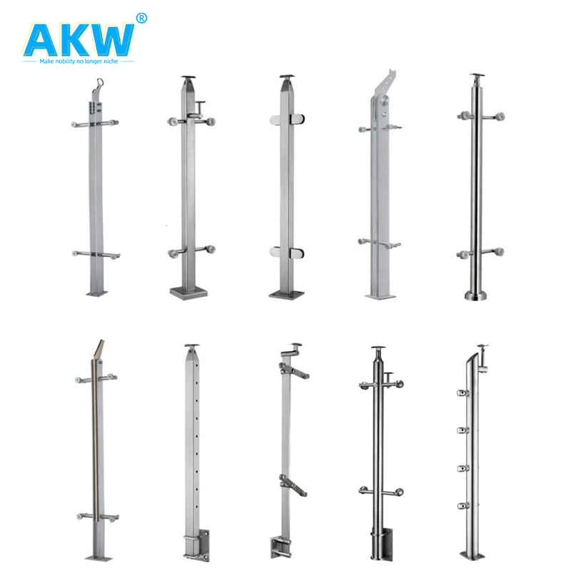 akw American design stair railing balustrade system balcony glass cable railing post