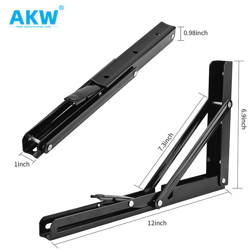 China Factory Wholesale Heavy Duty Wall Mounted Foldable Polished Metal Foldable L Type Shelf Brackets