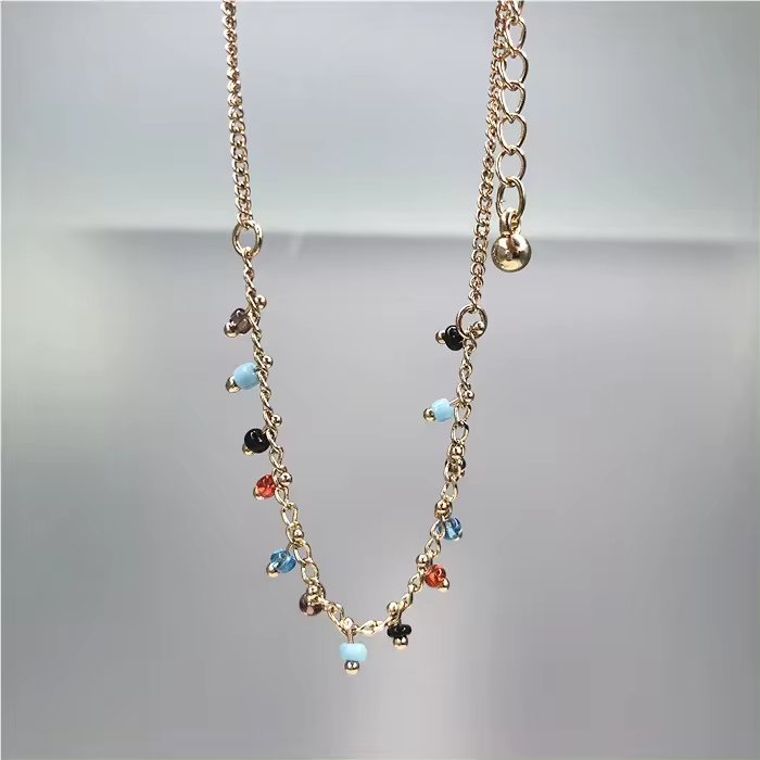 Colorful Gold-Plated Beads Pendant Charm Bracelets Adjustable Simple Style for Party & Gift Occasions