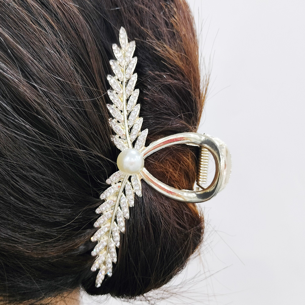 Women Girls' Big Metal Hair Claw with Rhinestone Pearl Hair Claw Clips Factory Direct Sale Hair Accessories